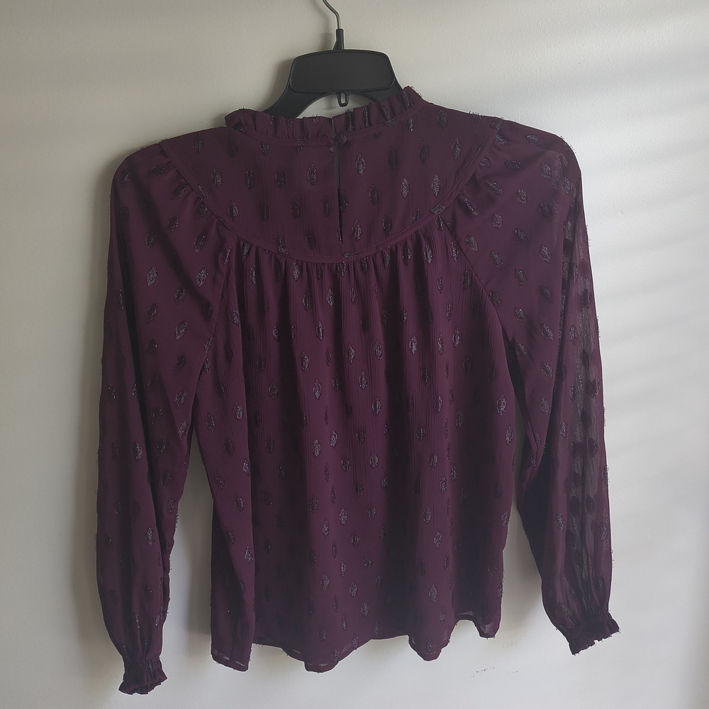 Loft Deep Purple Patterned Blouse - image 3